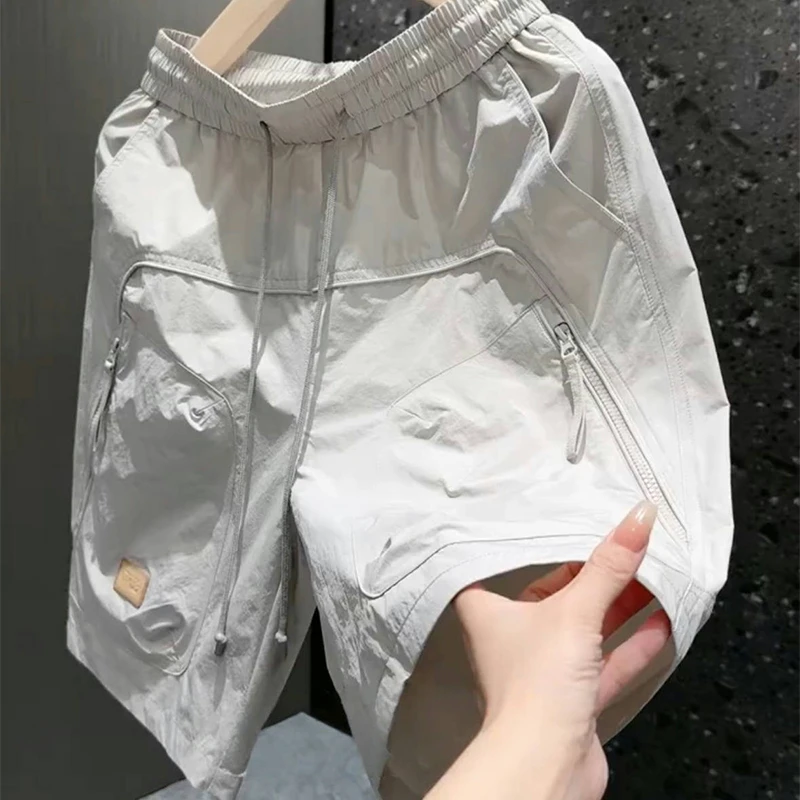 工装短裤男款夏季外穿高级感痞帅中裤薄款运动五分裤松紧腰宽松潮