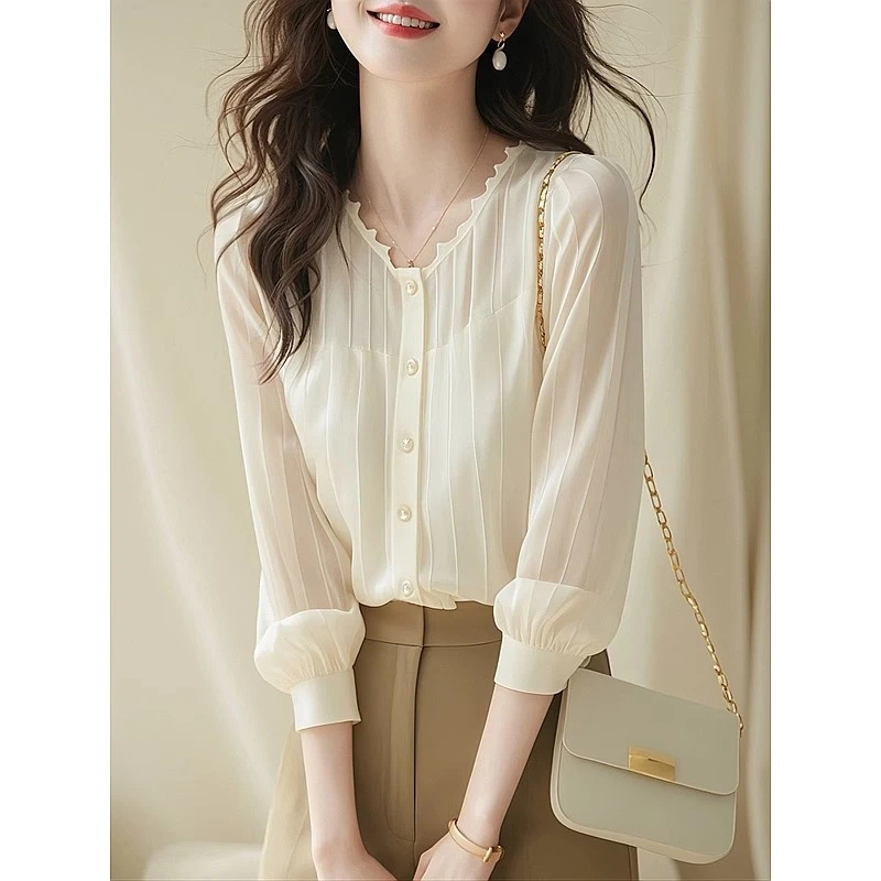 法式高级感独特别致上衣夏季新款设计感小众气质白色雪纺衬衫女装