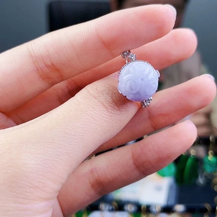 翡翠戒指银S925镶嵌饰品