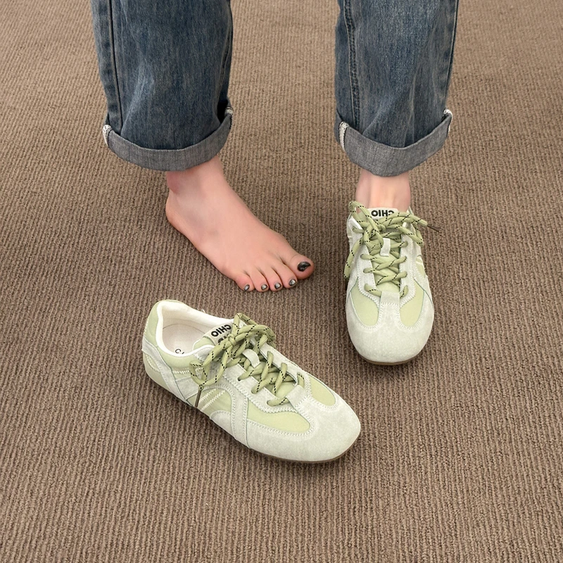 韩版休闲德训鞋女平底2025春季新款百搭时尚休闲运动鞋女