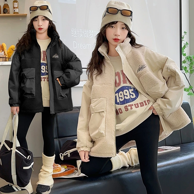 女童秋冬韩版外套6-14岁中大童宽松休闲时尚百搭加绒加厚双十一潮