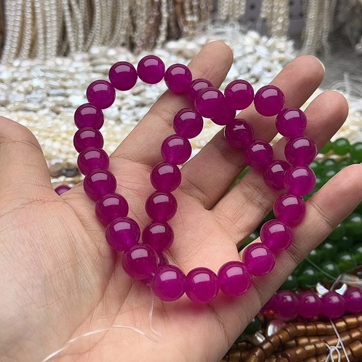 玛瑙/玉髓未镶嵌珠宝半成品一条12mm左右红刚玉