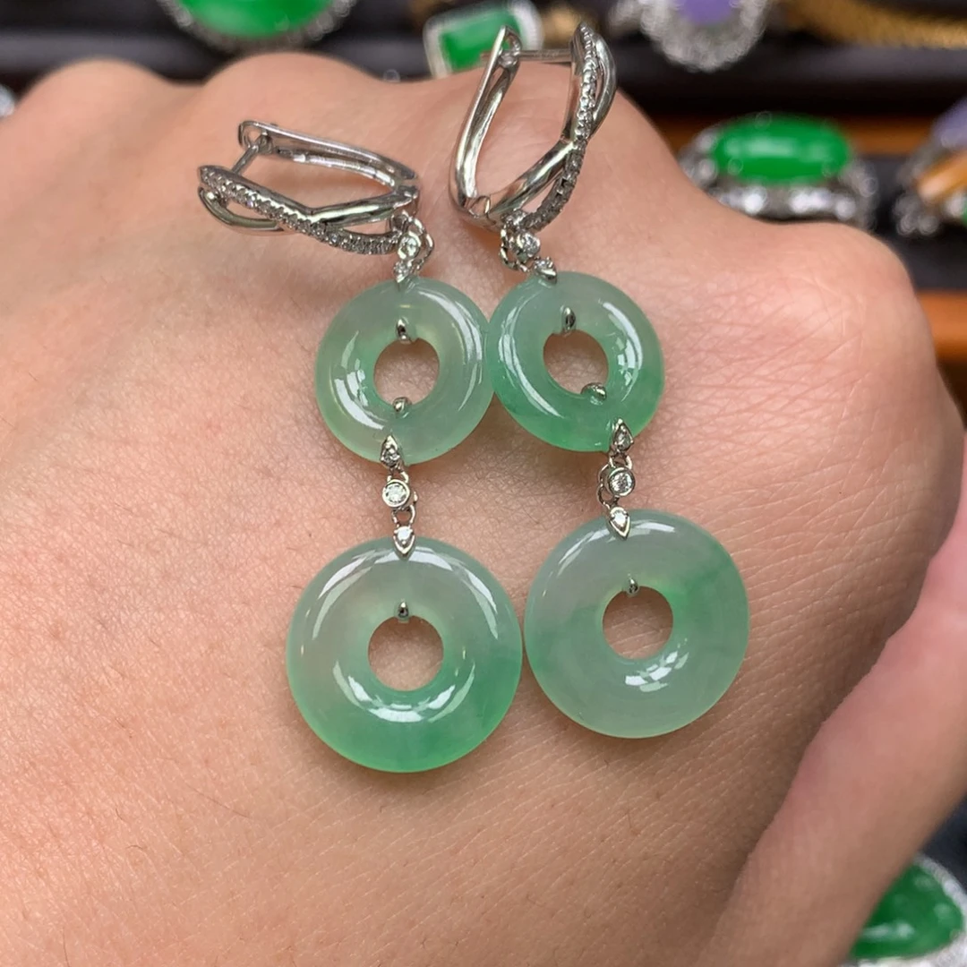 翡翠18K金镶嵌耳饰