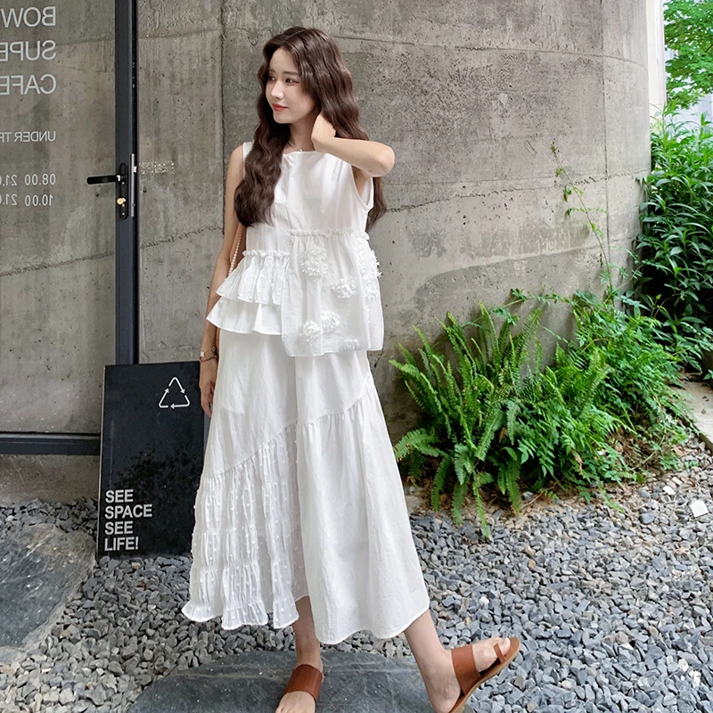 新款出货中花边拼接上衣加半裙099P165K238