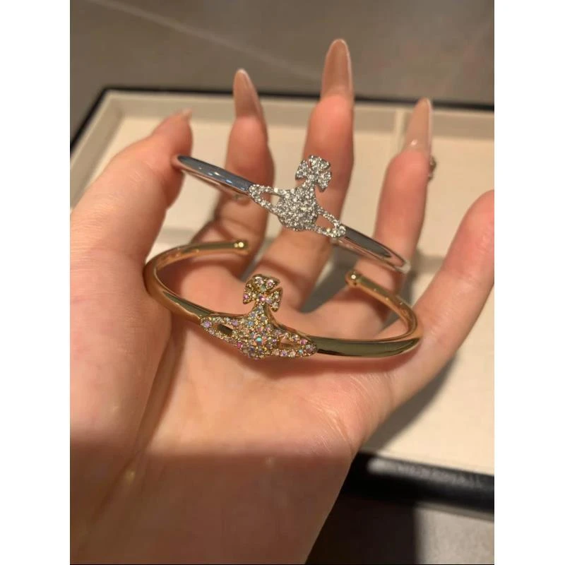 铜合金合成锆石手镯 【土星手镯】经典款满钻土星手镯开口叠戴款