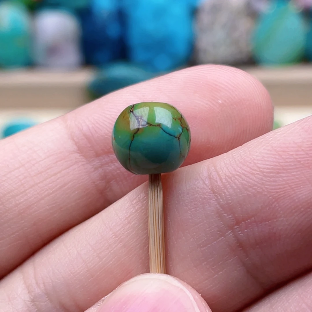 绿松石未镶嵌珠宝奇石9.9mm特色三彩圆珠