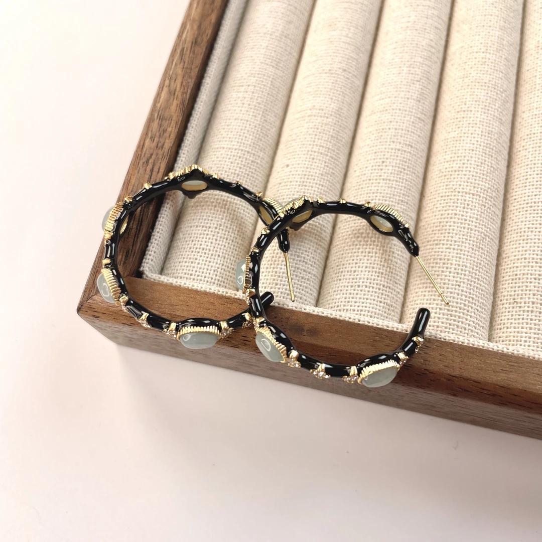 铜合金耳饰  手工气质轻奢时尚百搭复古耳钉耳圈