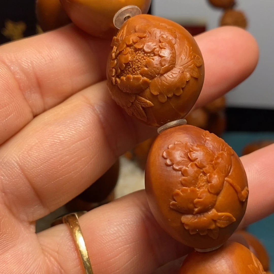 锦***脑手串/手链橄榄核橄榄核牡丹花儿