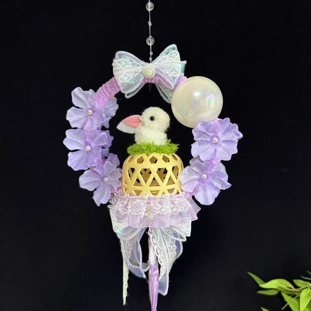 【桃桃呦】玉兔望月手提花灯手工DIY装饰灯笼材料包非成品