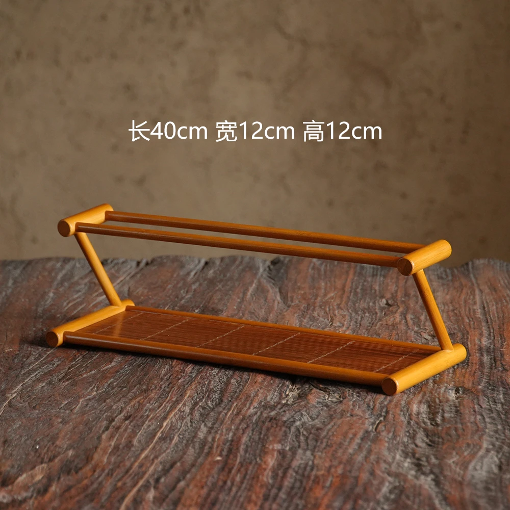 竹编茶具收纳架双层沥水架中式茶壶茶杯摆放架沥水杯壶架子曰杯架