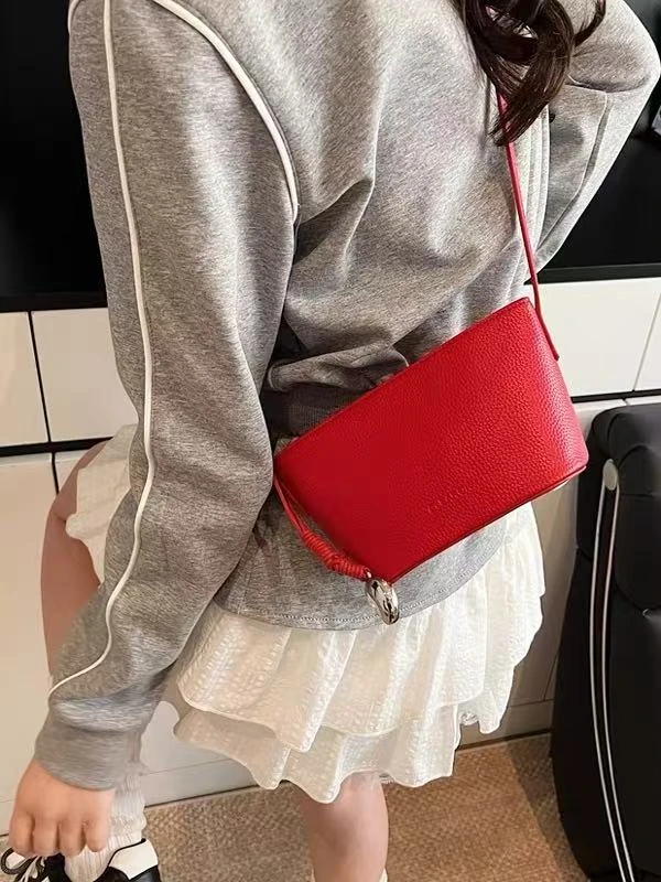 可爱推荐【实体品质】夏季新款荔枝纹单肩斜挎元宝包