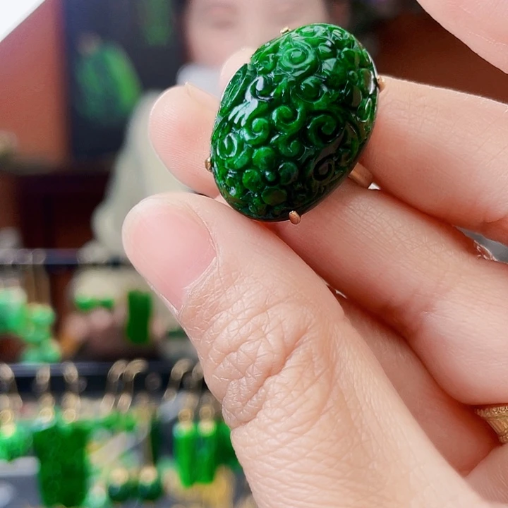 翡翠银S925镶嵌耳饰饰品