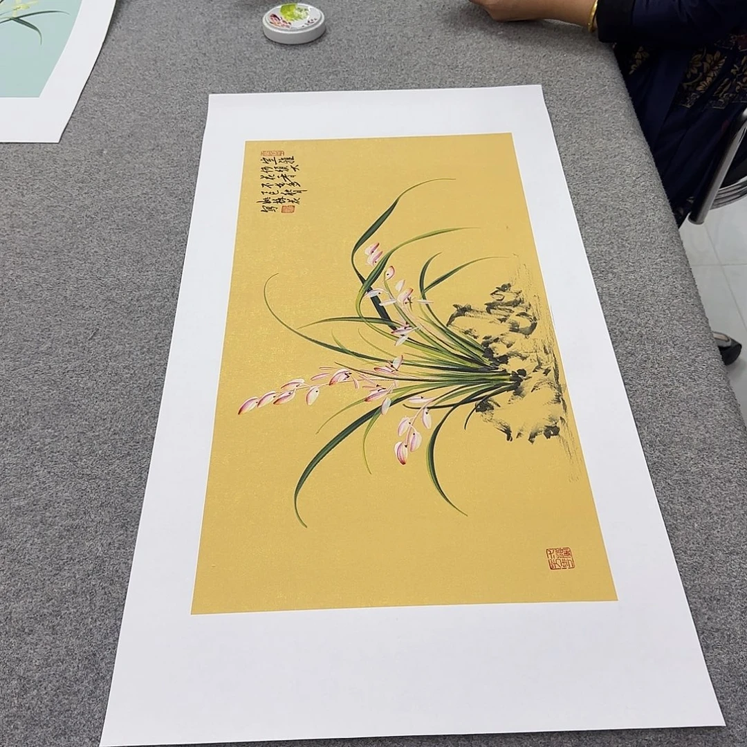 国画国画立体兰花