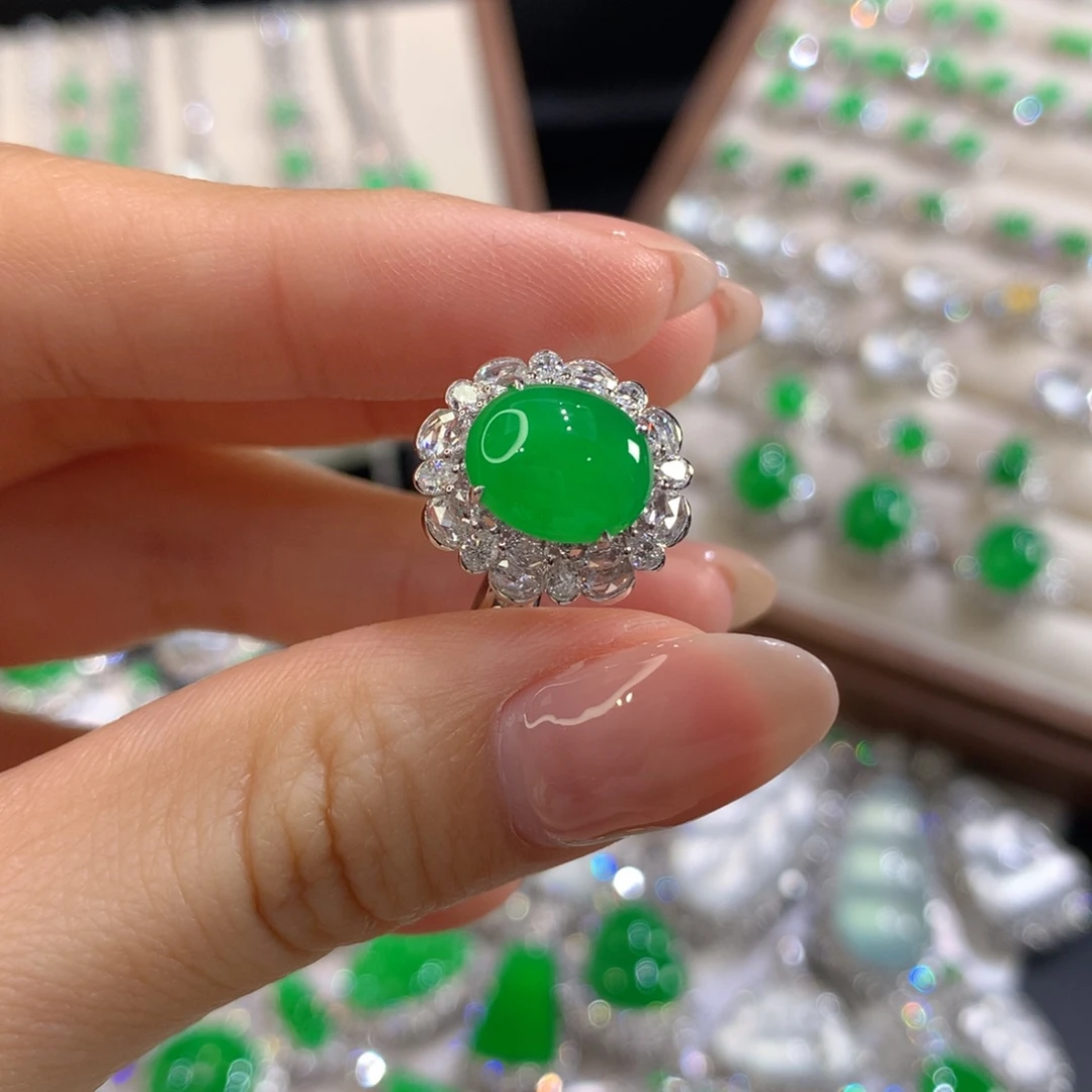 ****静翡翠18K金镶嵌颈饰戒指分单