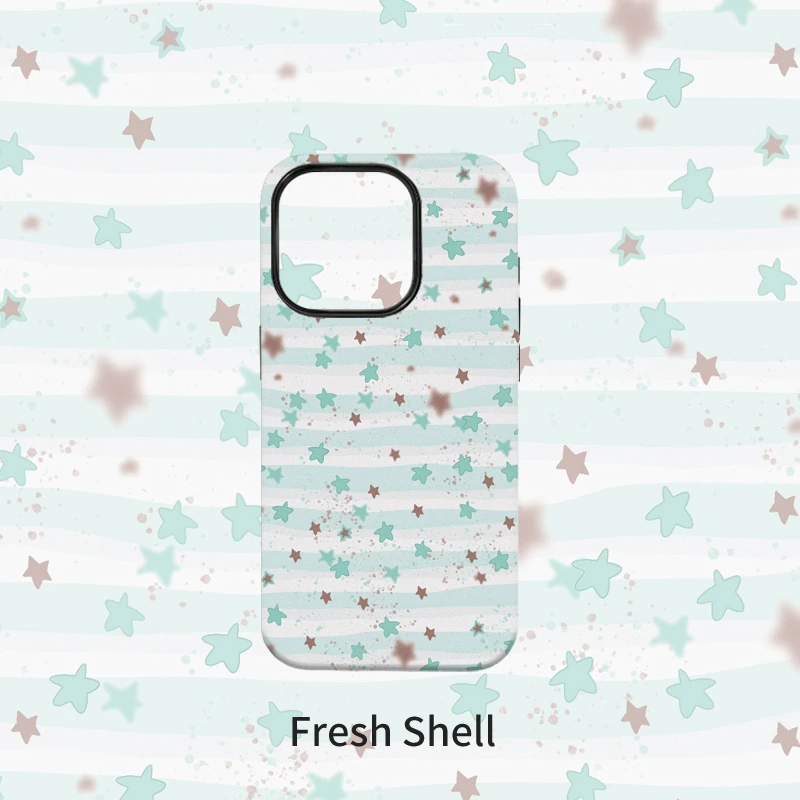 薄荷星星菲林二合一适用于苹果VIVO华为OPPO防摔卡通手机壳