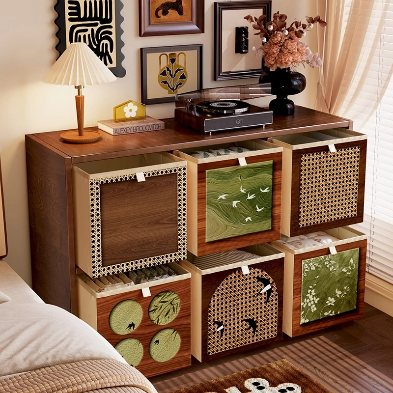 美世达布艺收纳箱大容量卡莱克格子柜收纳筐藤编收纳盒衣物整理箱