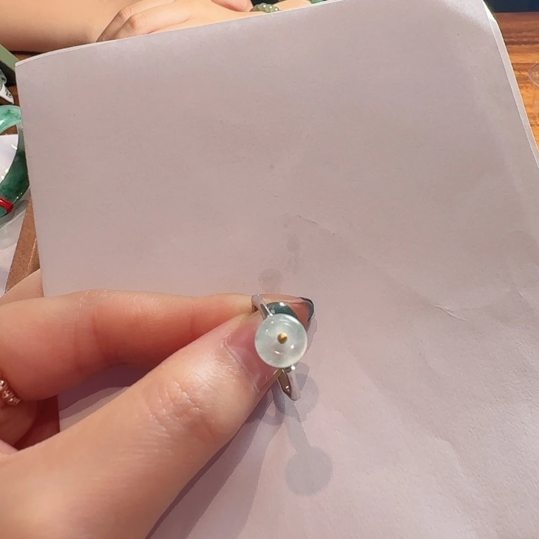 翡翠18K金镶嵌戒指翡翠戒指mq