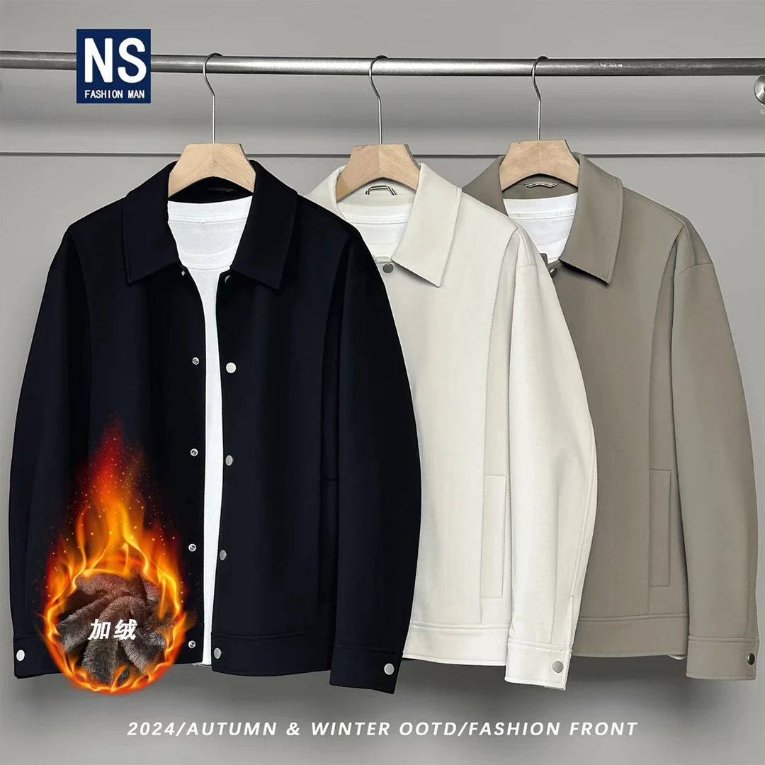 【NS】秋冬新款立体裁剪拼接设计百搭加绒翻领外套918-2
