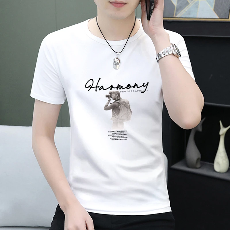 夏季新款男士短袖t恤高档纯棉潮流2025休闲圆领百搭半袖上衣衣服