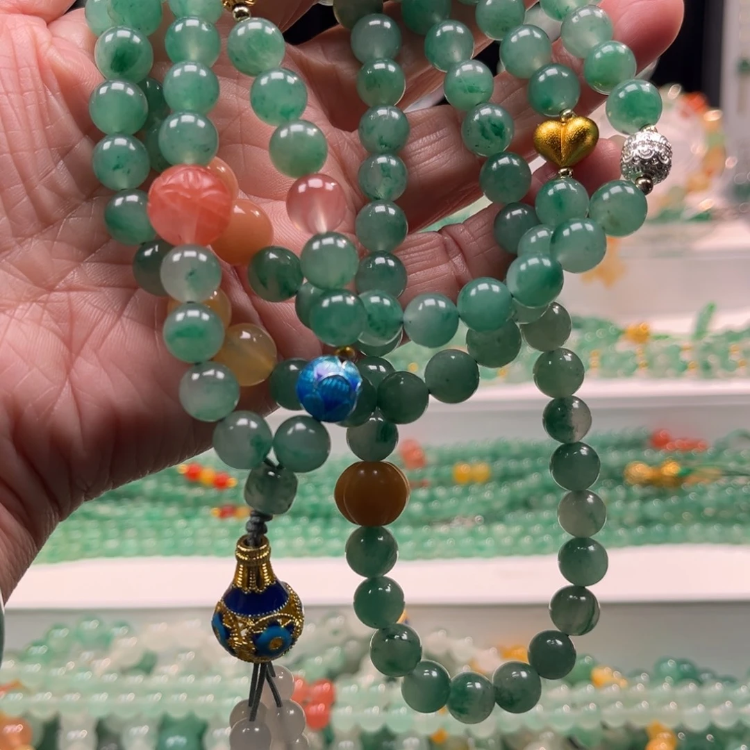 石英质玉合金项链108颗卡8.8佛珠