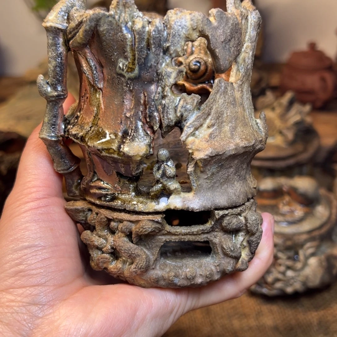 柴烧香炉花器重落灰