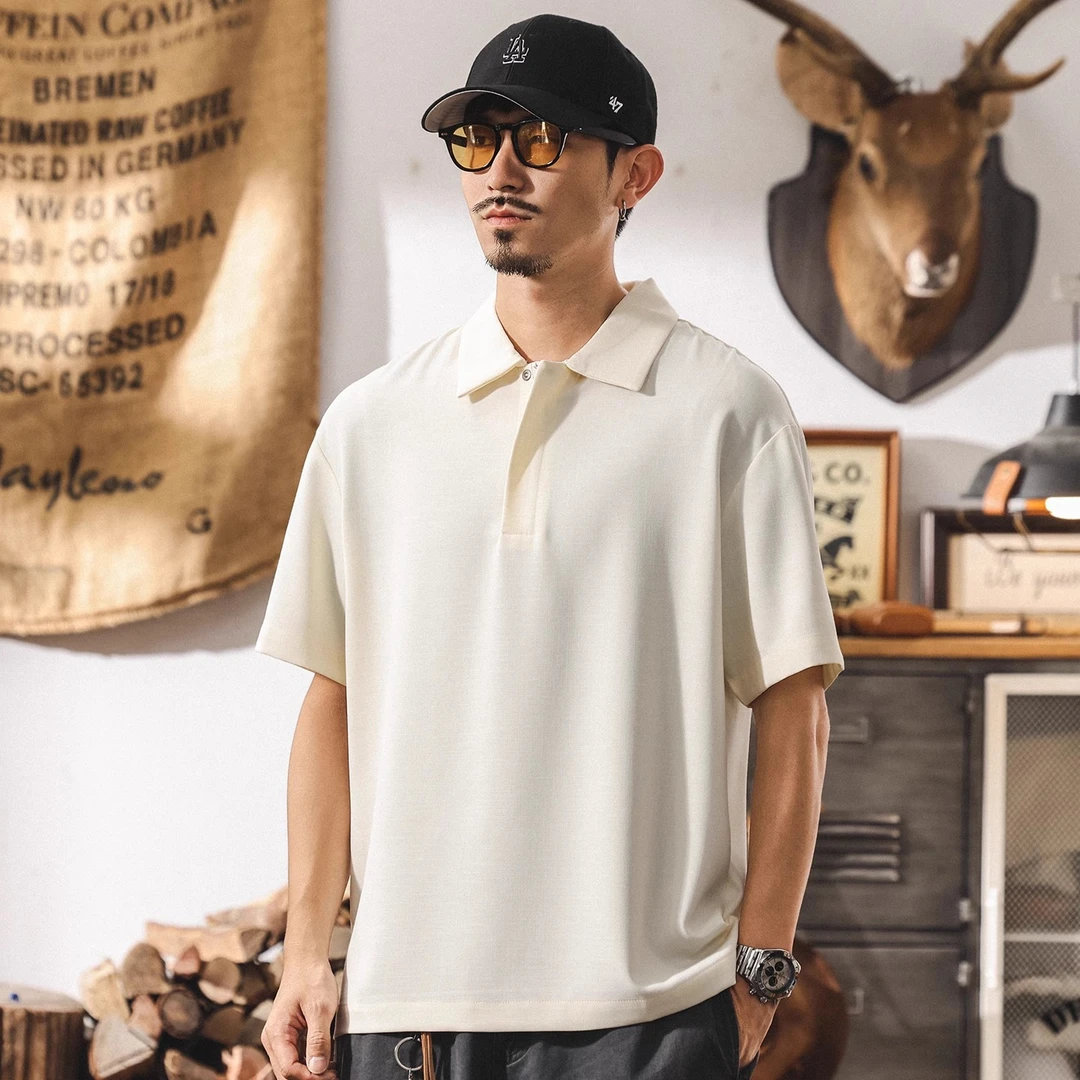新款T恤男士POLO衫短袖男夏季薄款复古轻熟商务休闲通勤男装上衣