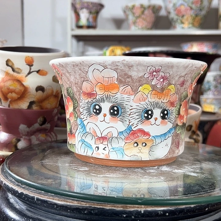 景德镇市手绘花盆 幸运花盆