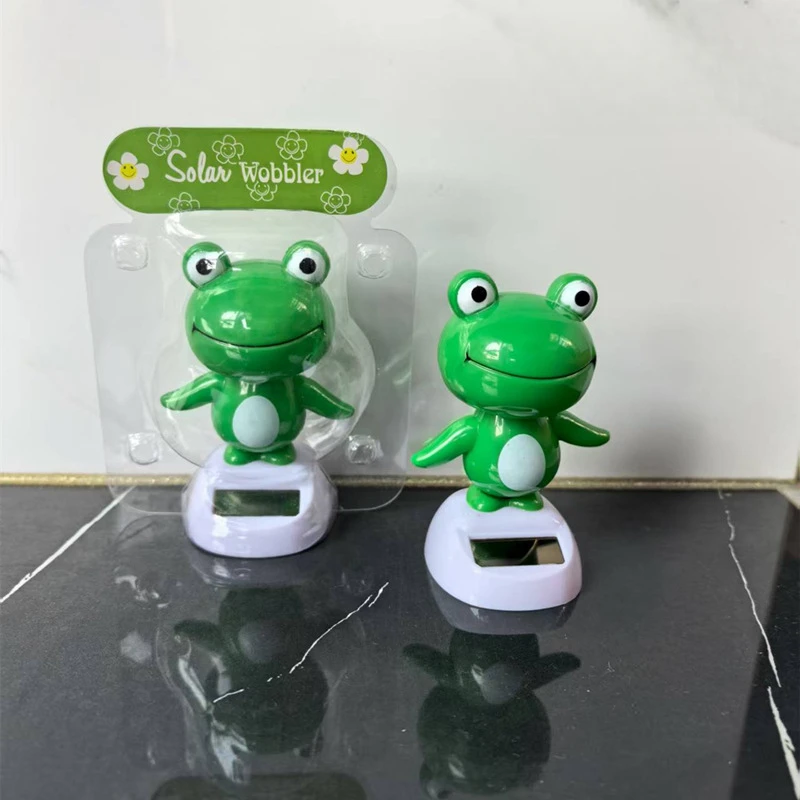 车载太阳能摇摆青蛙公仔扭扭娃娃光能自动摇头汽车内饰创意摆件