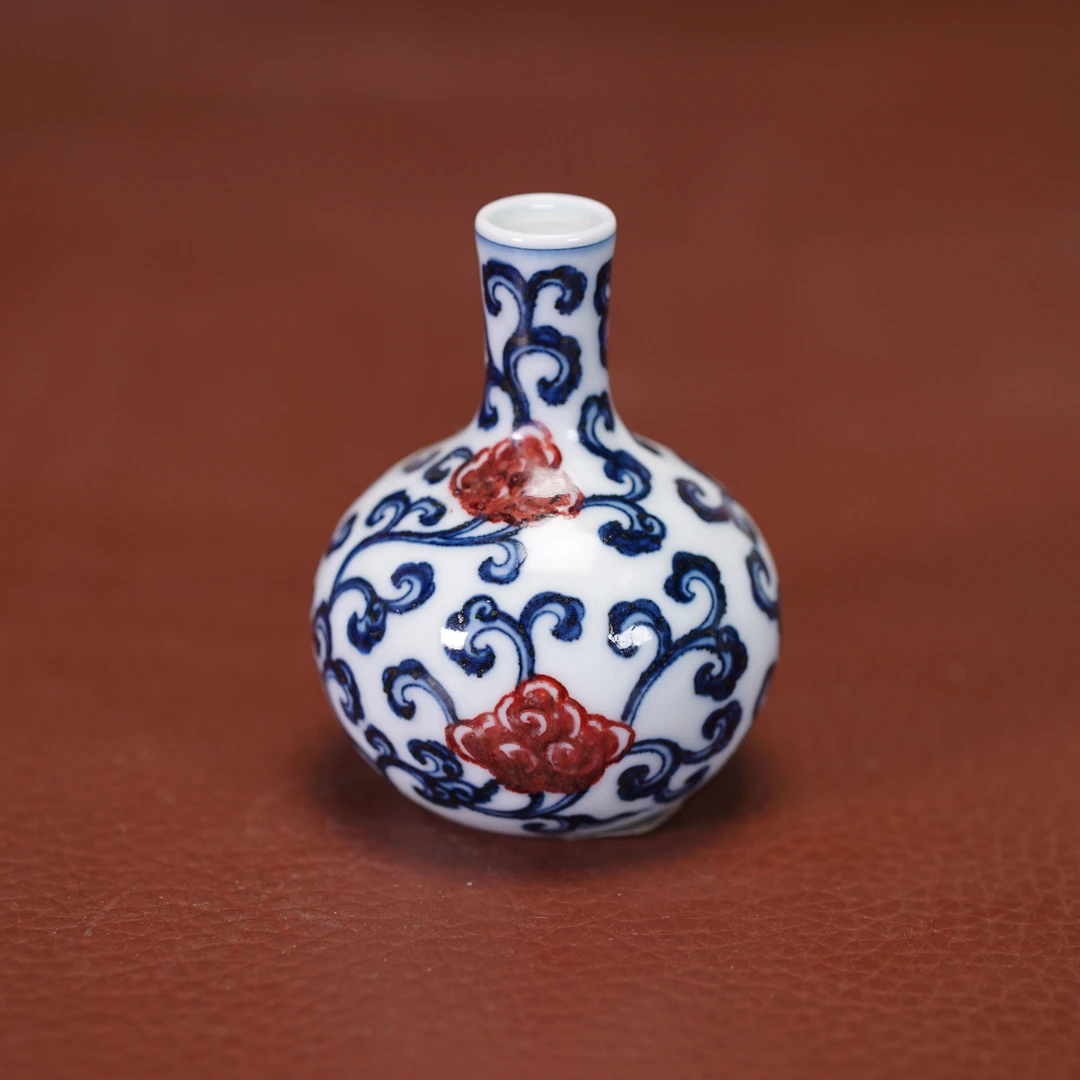 【阳春白雪】-青花釉里红灵芝纹盖置