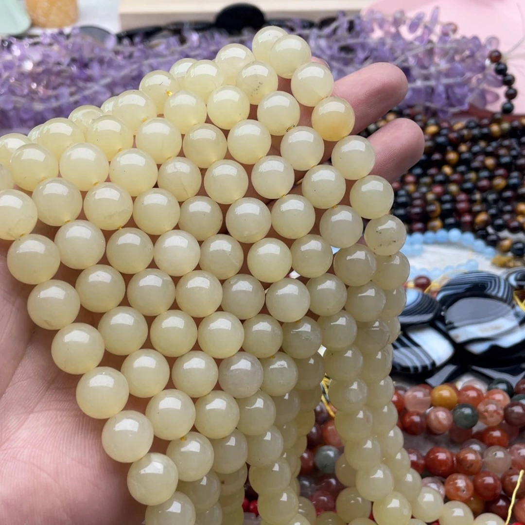 玛瑙/玉髓珠宝半成品未镶嵌一条装卡12mm柠檬黄玉髓圆珠