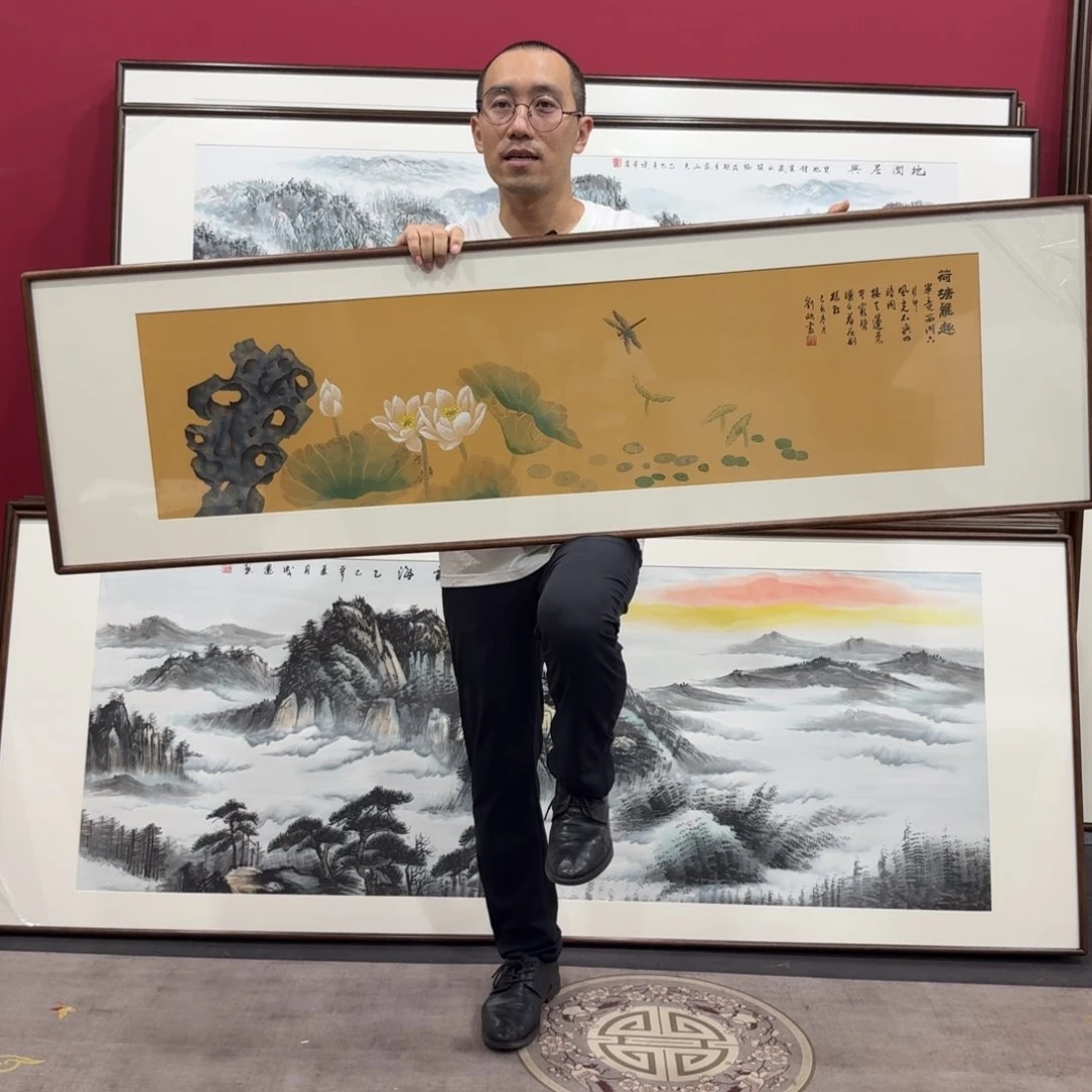 国画带框绘画160/45尺寸