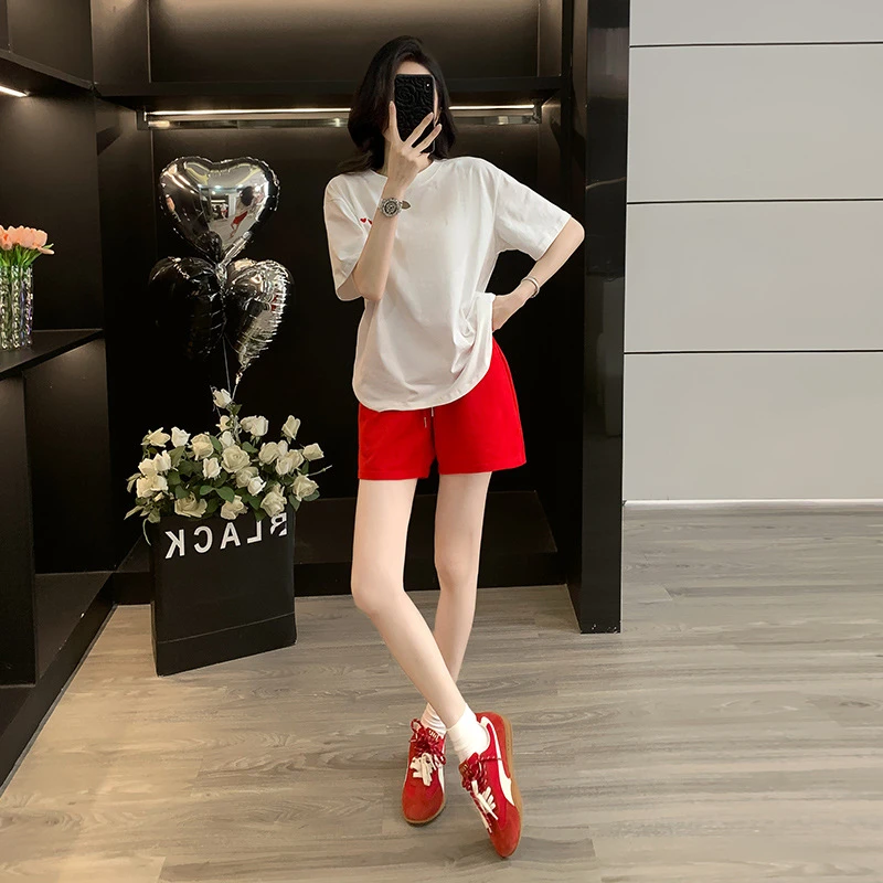 运动套装女夏新款休闲网红宽松显瘦洋气潮流高智淡人风短裤两件套