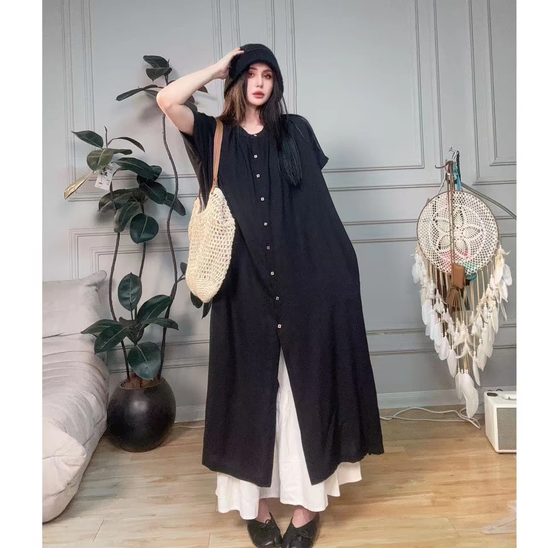 【欧洲站】叠穿棉麻衬衫裙