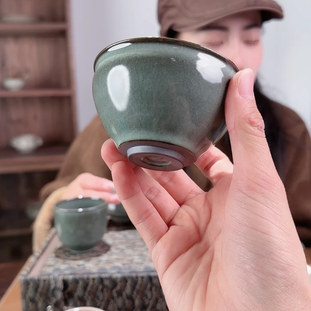 瓷摆件铁胎茶碗手工