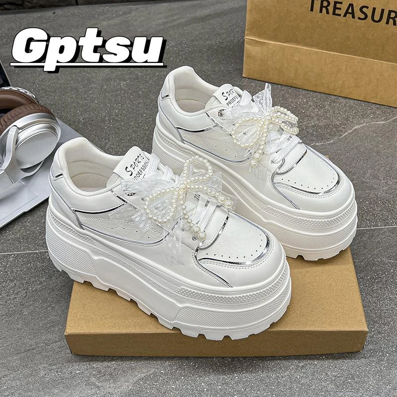 GPTSu厚底小白鞋女新款百搭增高松糕小个子运动鞋时尚软底运动鞋
