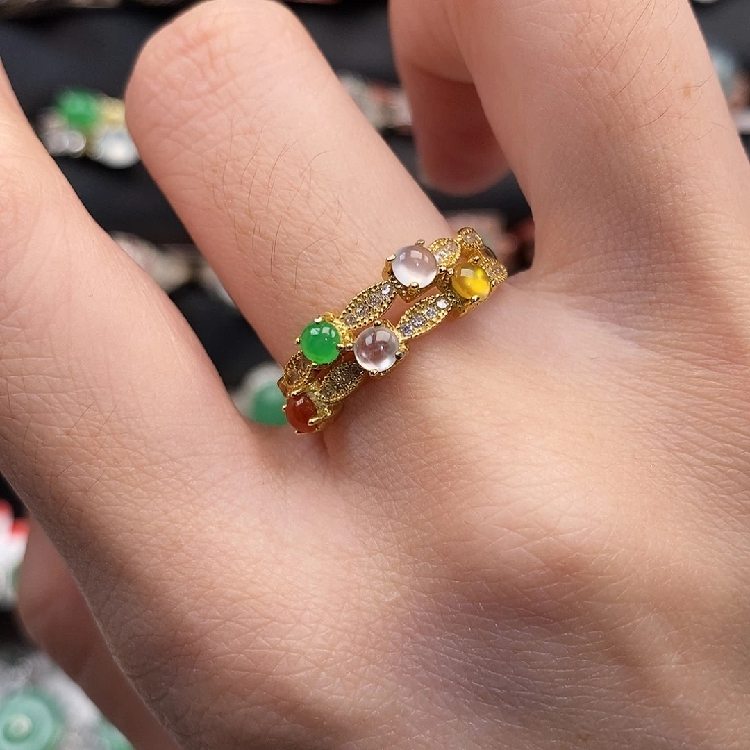 翡翠银S925镶嵌戒指59