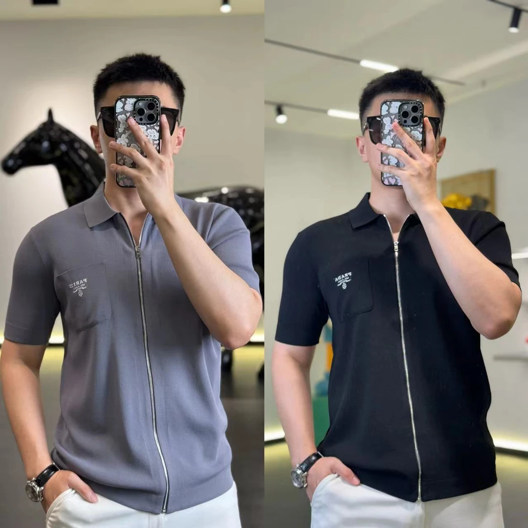 <古帝特尼>新款男士高定潮流休闲时尚短袖百搭伊力特开衫Z-3005