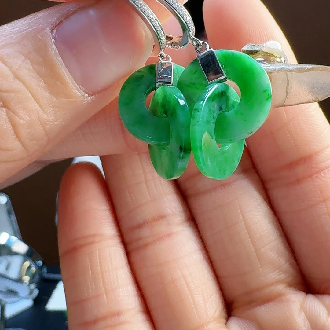 翡翠耳饰18K金镶嵌耳饰