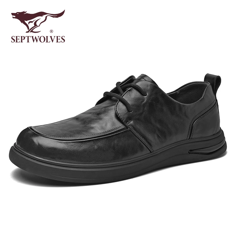 七匹狼男鞋秋季软底软面英伦风商务休闲皮鞋男轻便舒适中年爸爸鞋