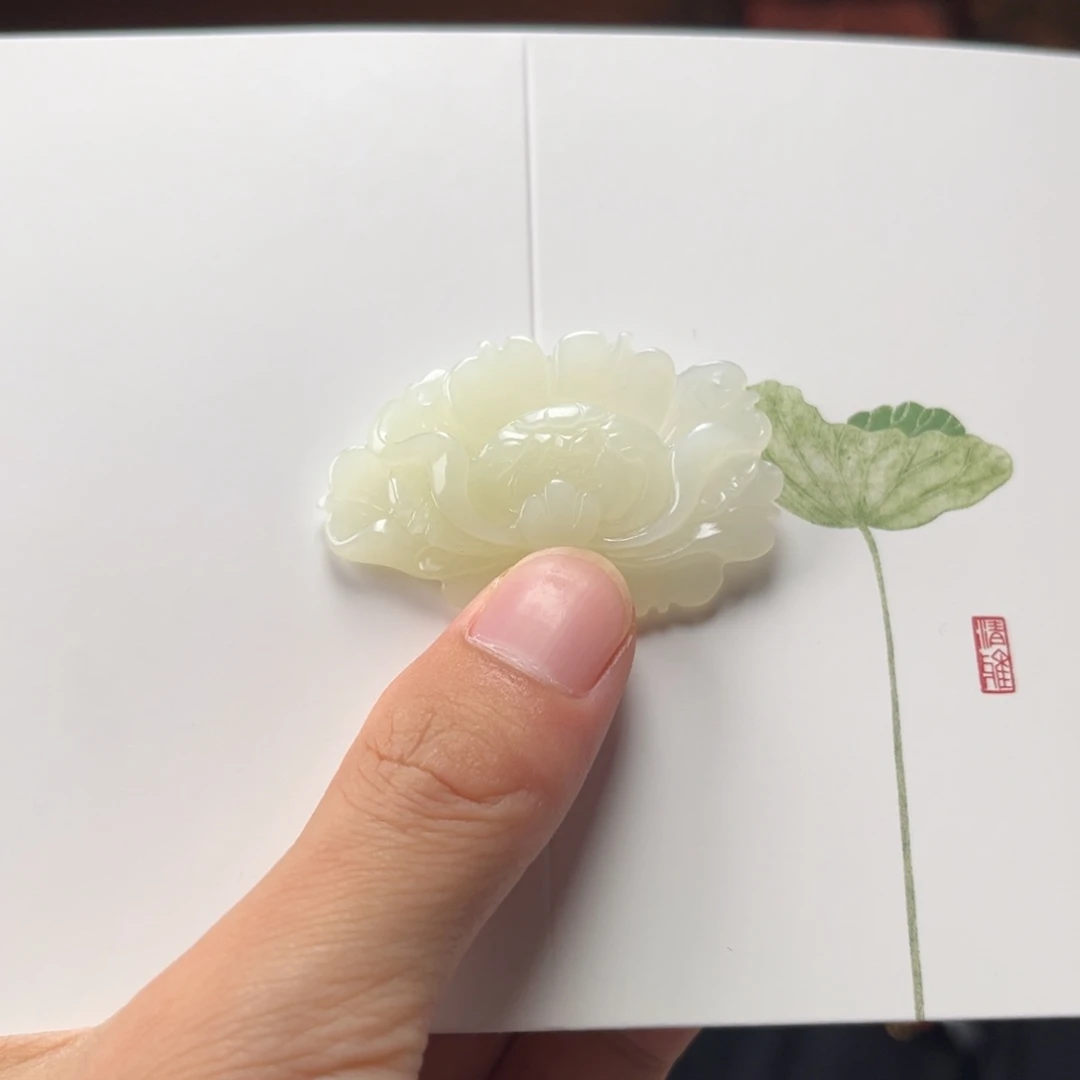 吊坠(不含链)未镶嵌和田玉白玉渐变黄口莲花