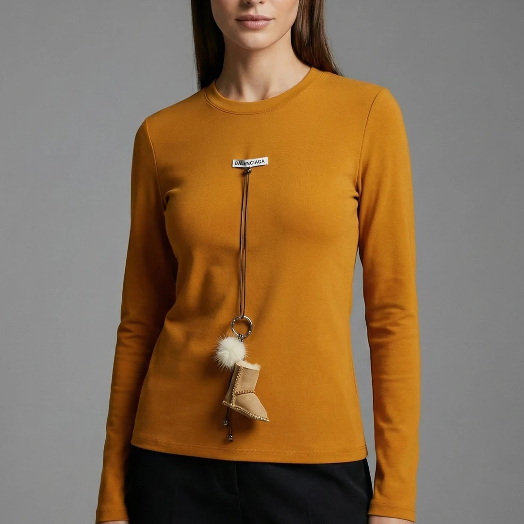 孤品打底衫--云棉米舒绒高弹力磨毛绒感打底衫上衣送挂件项链