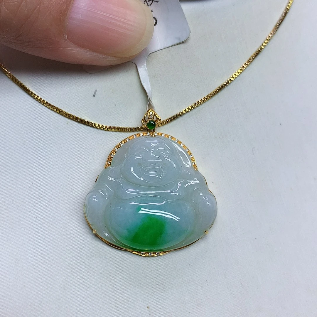 翡翠18K金镶嵌颈饰356788