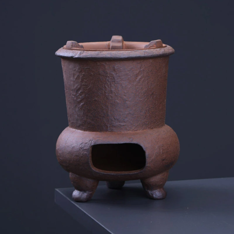 中式复古围炉煮茶粗陶老岩泥炭炉功夫茶具风炉家用户外便携煮茶炉
