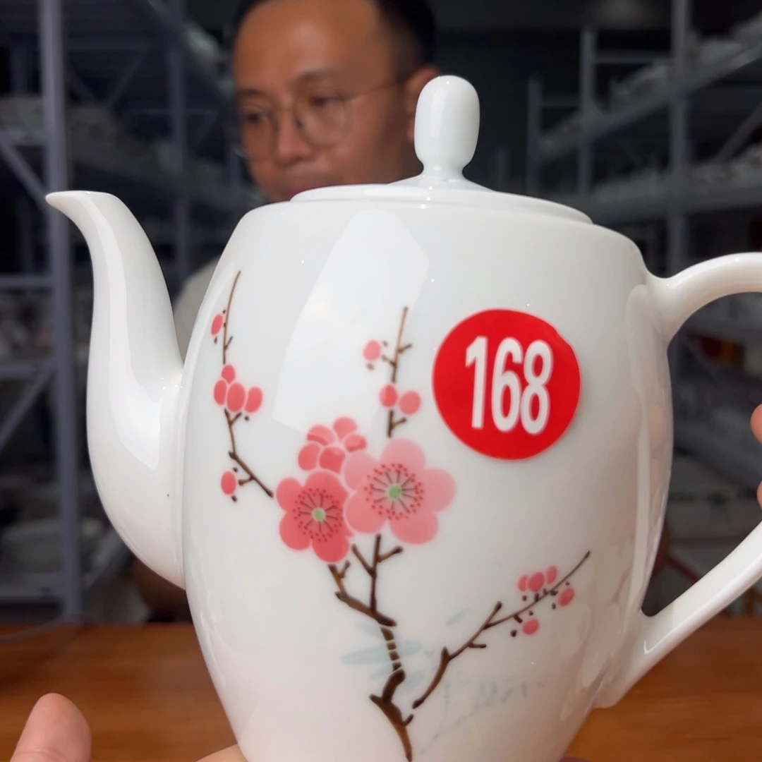 滑石子，红梅腰鼓壶，瑕疵开裂