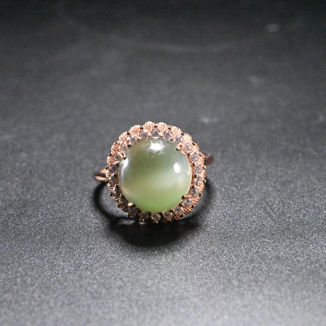 lot8870 和田玉碧玉猫眼戒指/保利