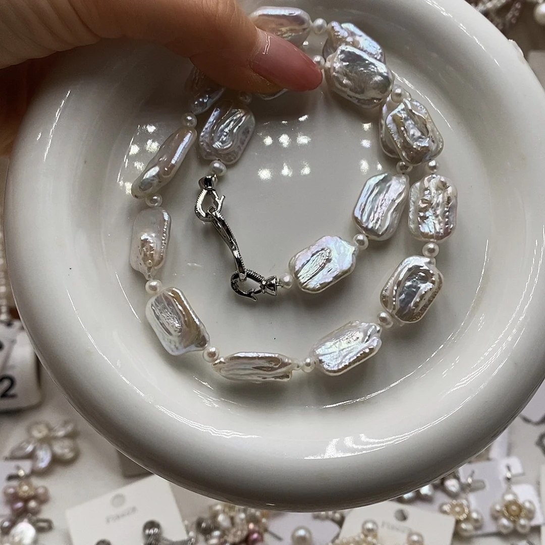 银S925镶嵌淡水珍珠耳饰