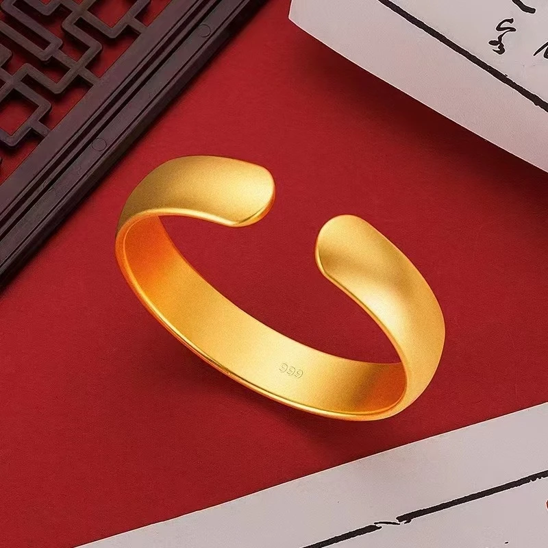 12mm素面轮胎泥鳅背开口手镯实心宽面古法经典手镯