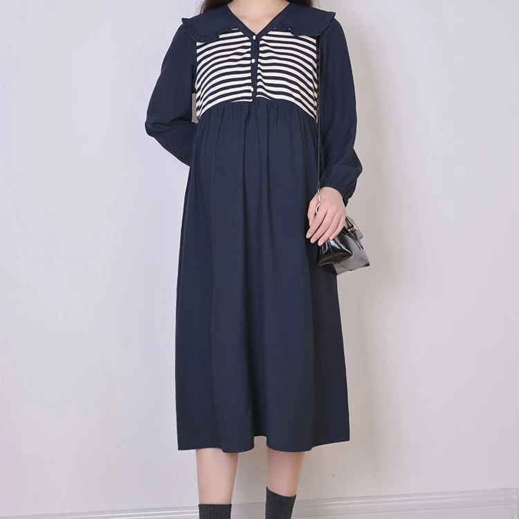 孕妇装大码娃娃领连衣裙显瘦气质舒适气质宽松遮肚HH35136