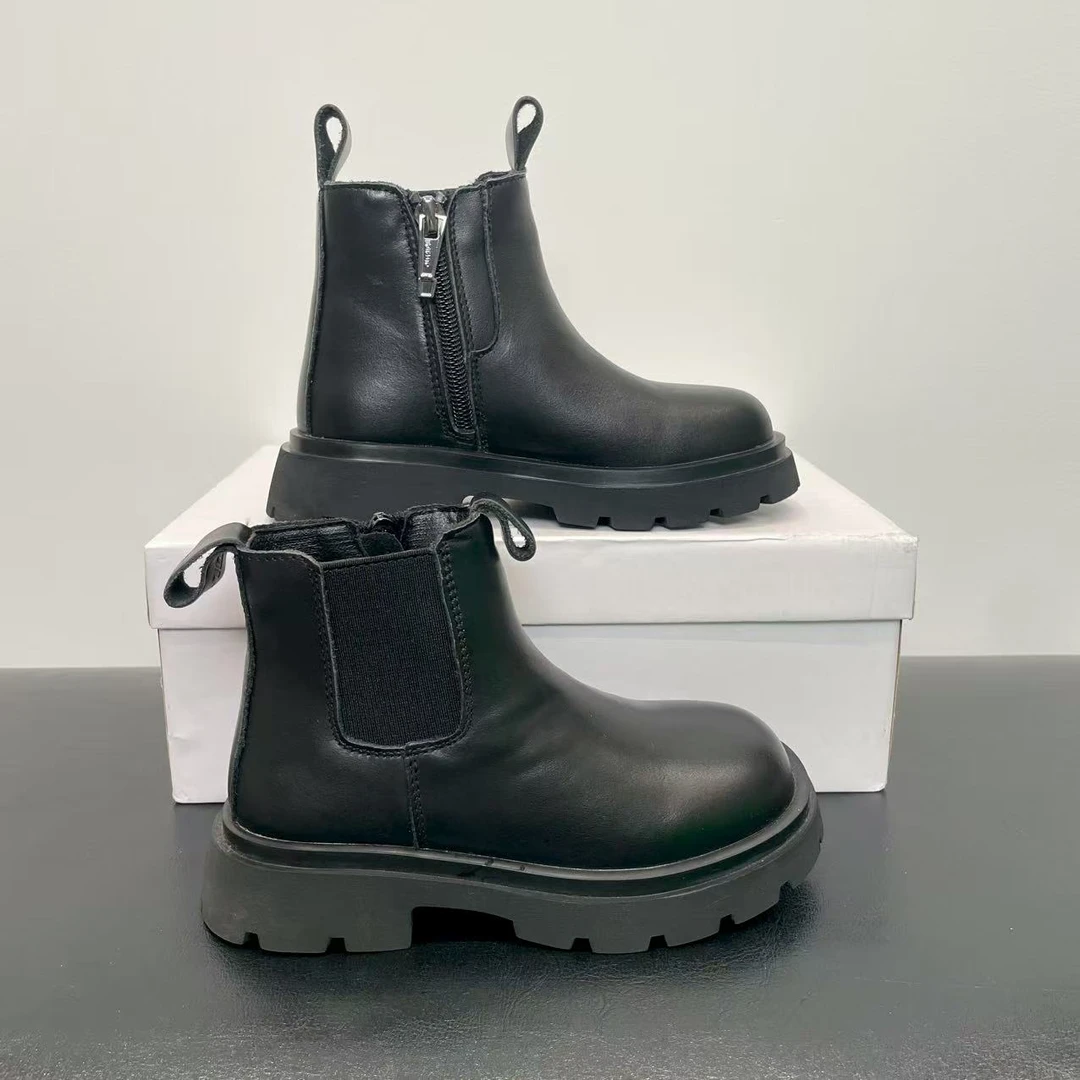 秋冬加绒儿童短靴黑色 1012卓系