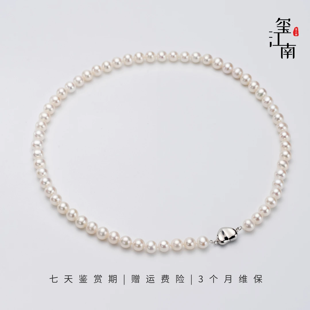 新年桃心款｜淡水无核珍珠项链气质妈妈链S925银6-7mm FX0193